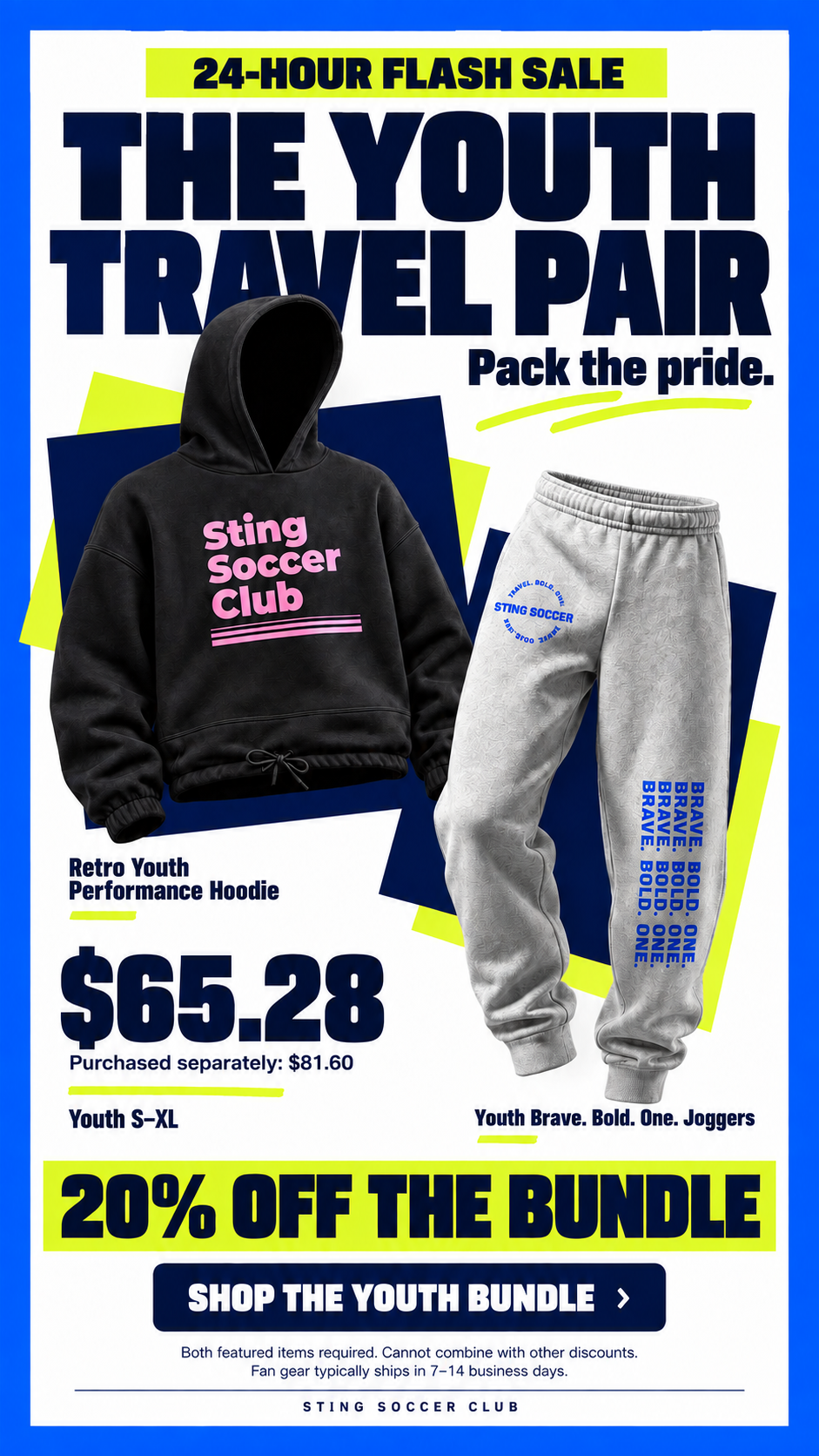Sting Soccer Club youth travel hoodie and sweatpants bundle flash sale graphic