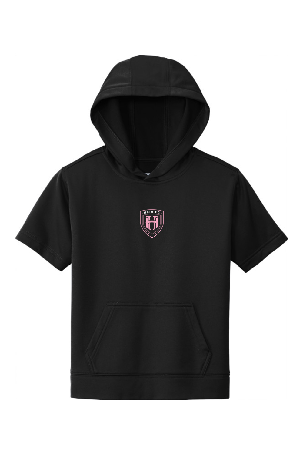 Black hoodie with yellow graphics on a white background