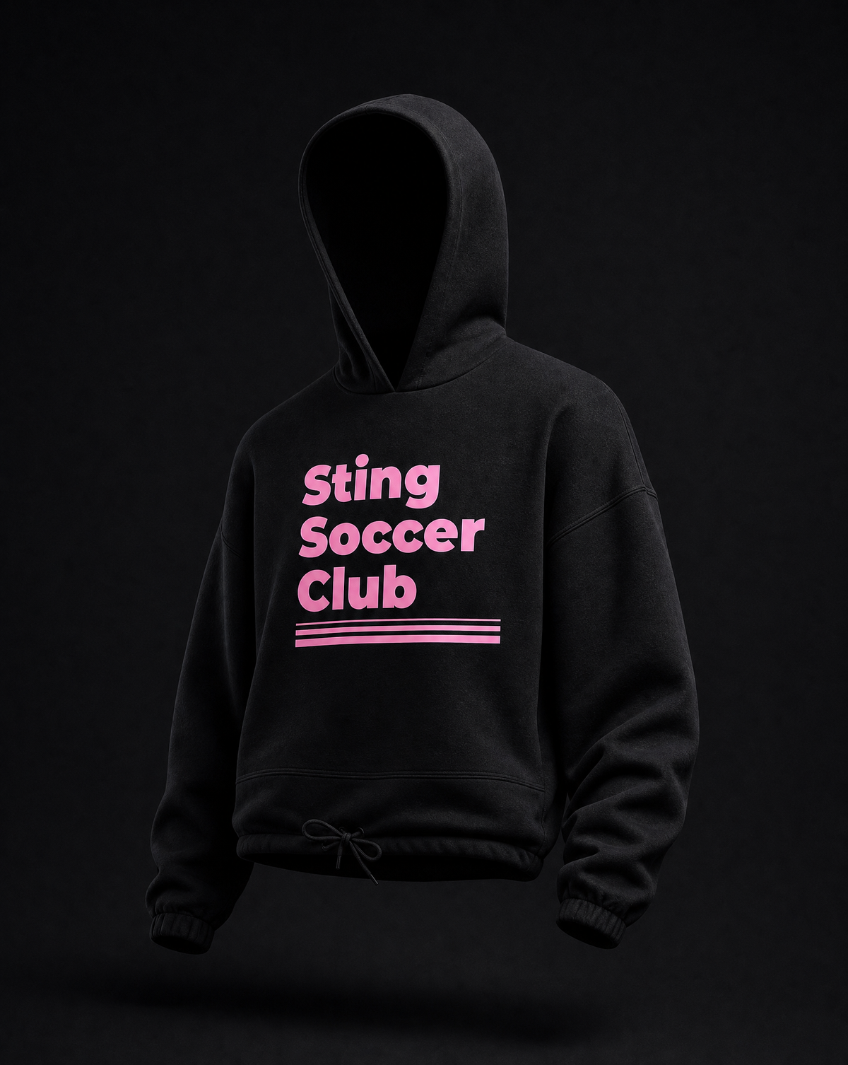 Sting Soccer Club youth black logo hoodie, front view