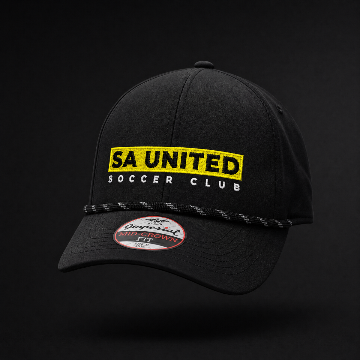 San Antonio United black logo cap, front view