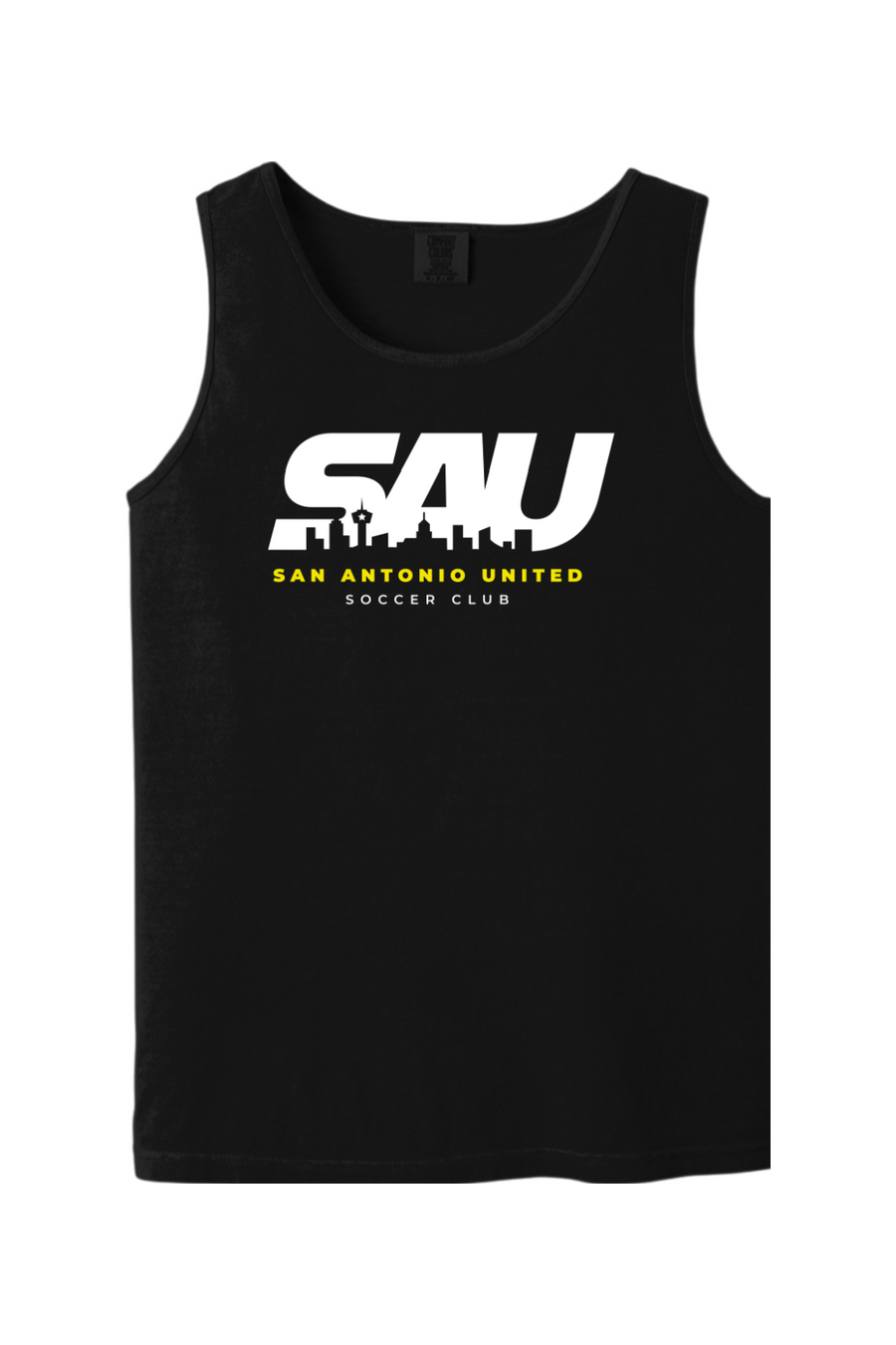 SA United Cityscape Tank Top – Black, front view